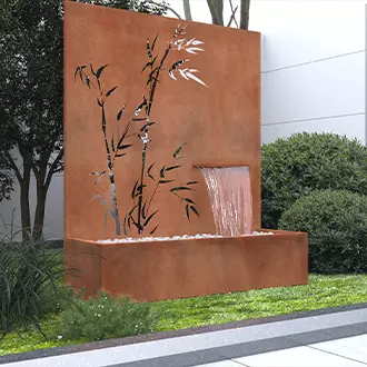 corten steel water fountain
