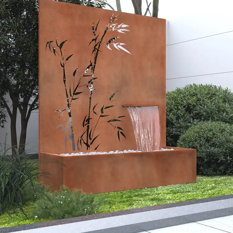 corten steel water fountain