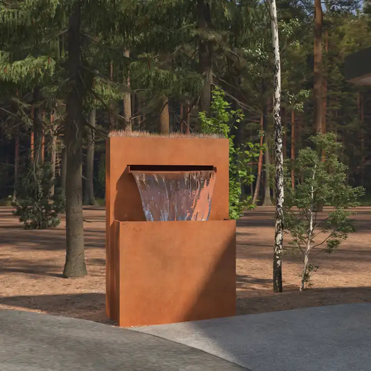 corten steel water fountain