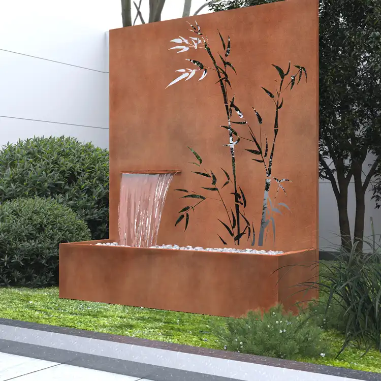 corten steel water fountain