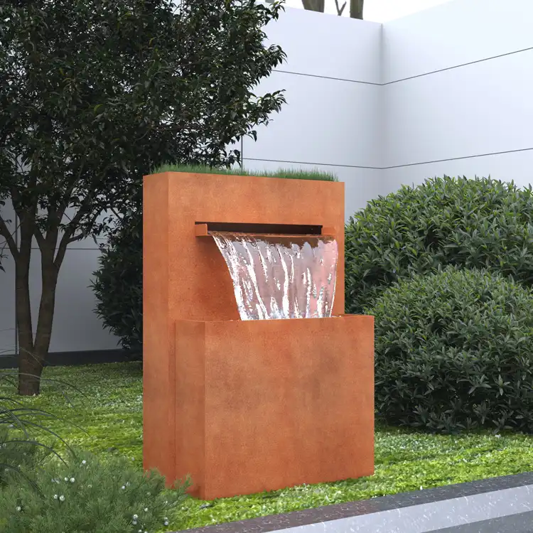 corten steel water fountain