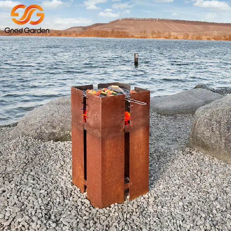 Corten Steel Outdoor Charcoal BBQ Grills