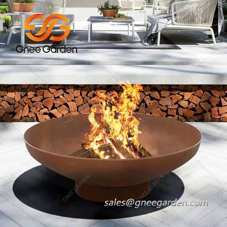 corten steel wood burning fire pit