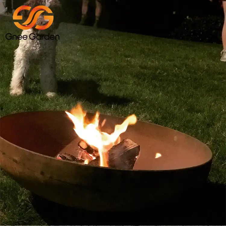 corten steel wood burning fire pit