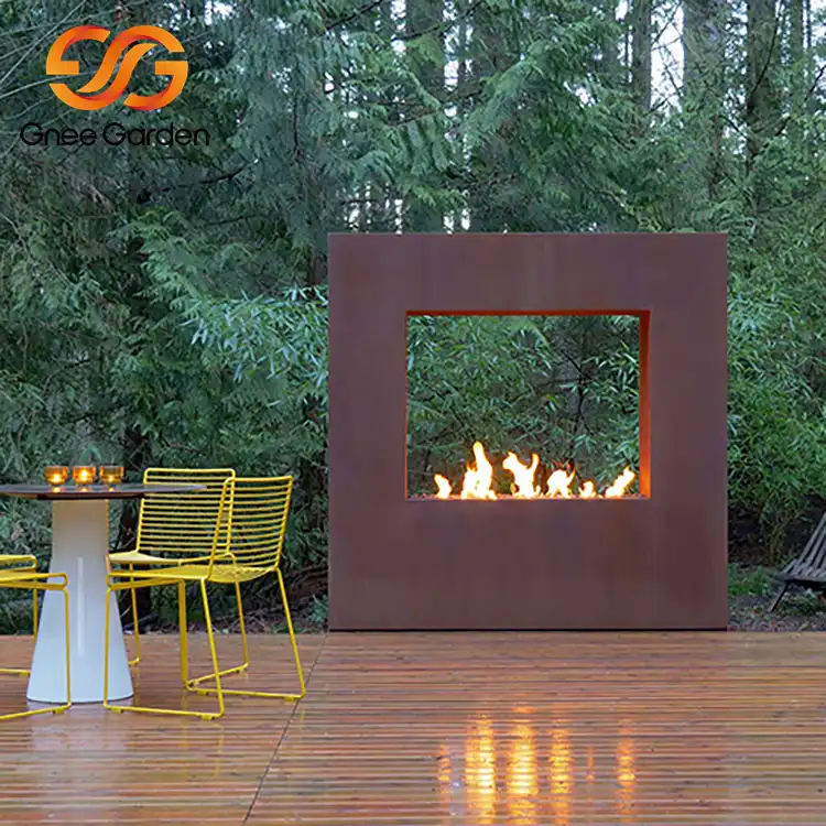 Corten Steel Outdoor Freestanding Fireplace GN-FP-505