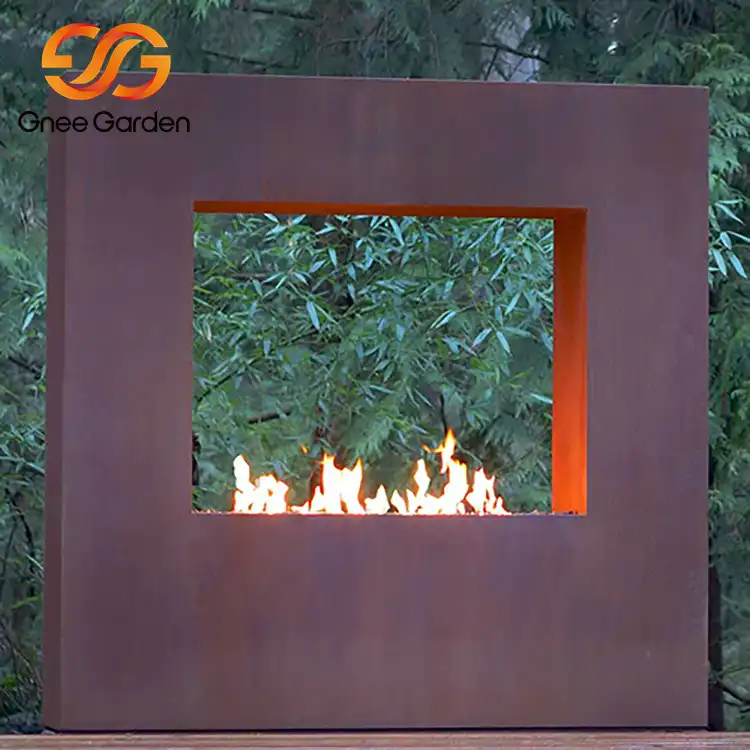 Corten Steel Outdoor Freestanding Fireplace GN-FP-505