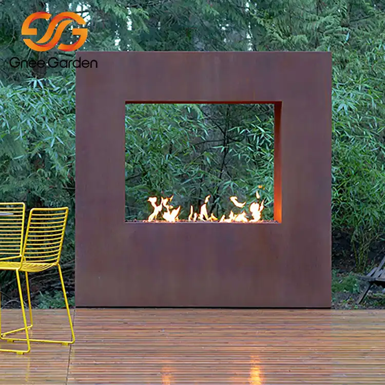 Corten Steel Outdoor Freestanding Fireplace GN-FP-505